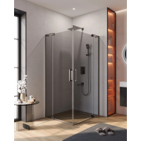 Душевой уголок Cezares Slider SLIDER-AH-2-70/80-90/100-GRIGIO-GM 90-100x70-80 см, профиль оружейная сталь матовый, стекло графитовое