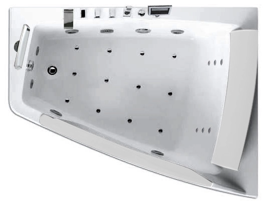акриловая ванна gemy g9056 o r гидромассажная, 170х130 см, правосторонняя, цвет белый