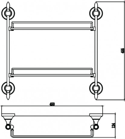 Полка стеклянная 45 см Savol 68A S-06822A