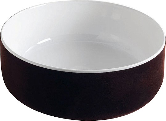 Раковина ArtCeram Cognac COL001 01 65 накладная, без отв., без перелива, на столешницу, Saniglaze, Ø42xh16 см, белая/отделка синтетический бархат цвет testa di moro