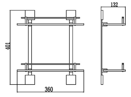 Полка стеклянная 36 см Savol 65C S-06522C