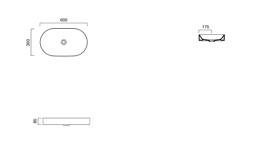раковина накладная 60 см catalano horizon 160ahz00, белая