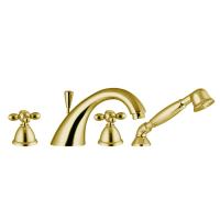 Смеситель Fima Carlo Frattini Olivia F5014OR на борт ванны, на 4 отв., с ручным душем, золото