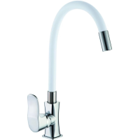 Смеситель для кухни D-Lin D155318-3 с гибким изливом, хром/белый