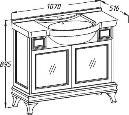 тумба под раковину opadiris борджи 105 слоновая кость z0000012560