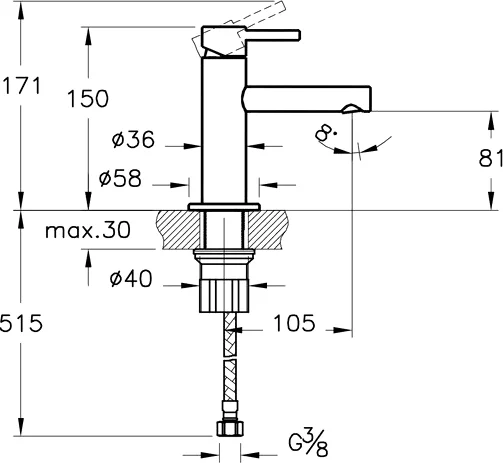 смеситель vitra origin a42555 для раковины, хром