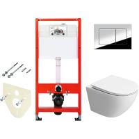 Комплект унитаза BelBagno Uno-Tor BB5177CH-TOR/SC с инсталляцией Tece Profil 9400412 с сиденьем Микролифт и клавишей смыва Хром глянцевый