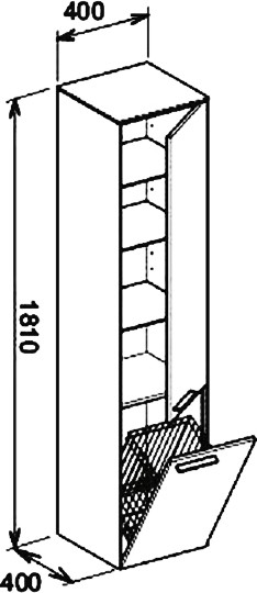 шкаф-пенал keuco royal 60 32131 210002 белый глянец, с корзиной r