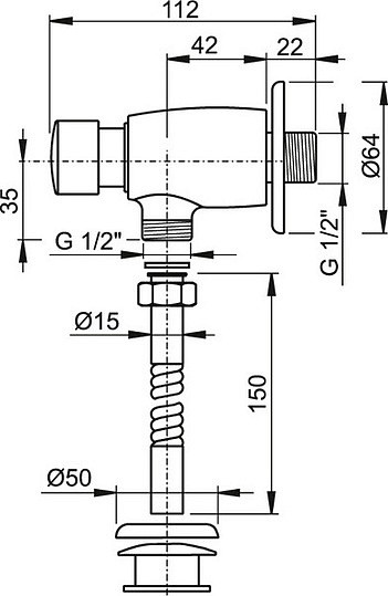 смывное устройство для писсуаров alcaplast ats001 кнопочный вентиль