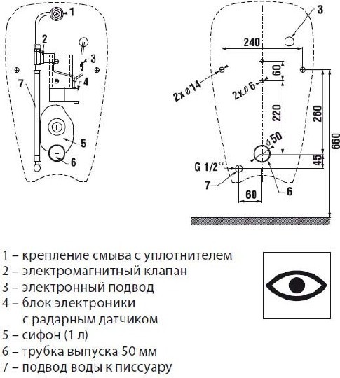 писсуар подвесной jika golem 8.4307.0.000.489.1 , с радарным датчиком
