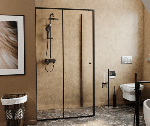 душевой уголок wasserkraft dill 61s36 140×90 см, профиль черный матовый, стекло прозрачное