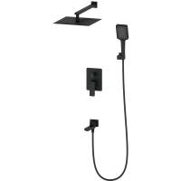 Душевой комплект Wonzon & Woghand Edge WW-88939003-MB 300 мм, со смесителем, черный матовый