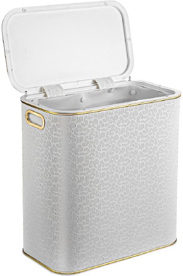 Корзина для белья Geralis FWG-M флористика, белая, золото, малая