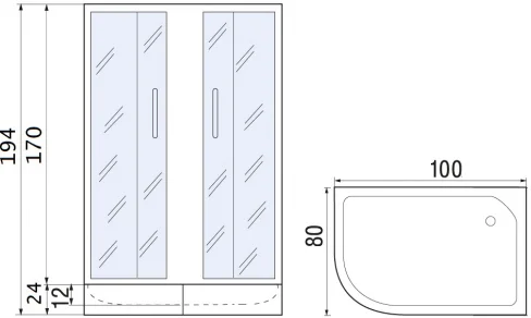 душевой уголок river don 100×80 мт r 10000001366 без поддона