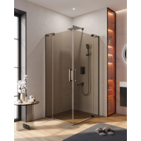 Душевой уголок Cezares Slider SLIDER-AH-2-70/80-100/110-BR-GM 100-110x70-80 см, профиль оружейная сталь матовый, стекло бронза