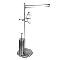 TW collection TW Harmony 004, стойка напольная, комбинированная: двойной п/держ, .керам.дозатор белый, держатель т/б, Ёршик для унитаза, цвет держателя: хром