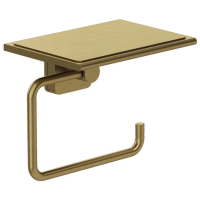 Держатель туалетной бумаги Kludi Vela S 25971N0 с полкой для телефона, золотой матовый