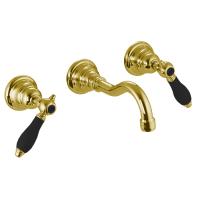 Смеситель Fima Carlo Frattini Herend F5401/5CNOR для раковины, встраиваемый, излив 15.9 см, черные ручки, золото