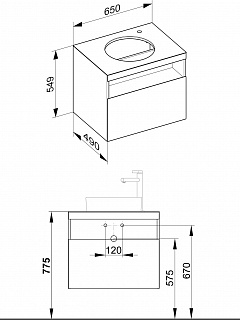 тумба под раковину keuco stageline 32855 970000 вулканит