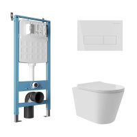 Комплект Aqueduto AQDS211T: инсталляция Tecnica Novo, кнопка Retangulo Novo - белый матовый, унитаз Cone Plus слив Торнадо,сиденье с микролифтом, белый глянцевый