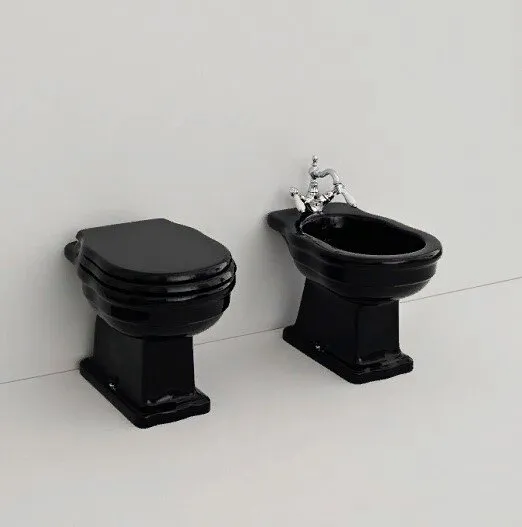 унитаз artceram hermitage hev003 03 00 напольный, приставной 36x55 см, слив в стену, glossy black