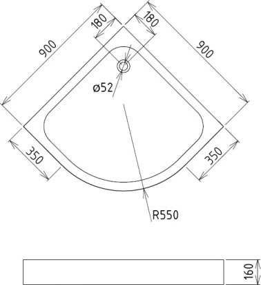душевой поддон gemy st07t 90×90х14 см, белый