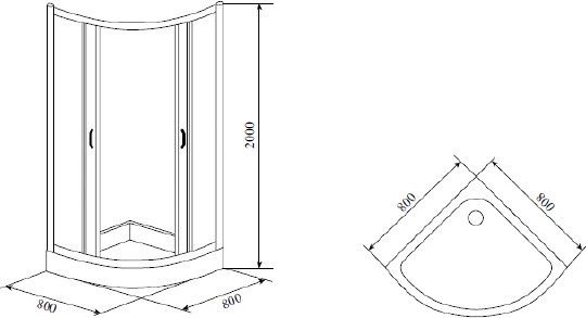 душевой уголок timo tl 80×80 tl-8001r профиль хром, стекло прозрачное с рисунком