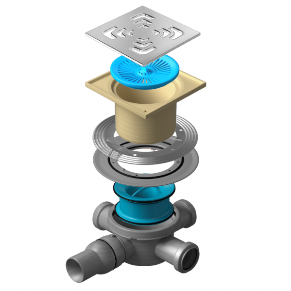 душевой трап 144x144/50 мм pestan confluo standard square vertical 13000019, хром