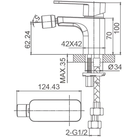 смеситель wonzon & woghand arnie ww-695001-mb для биде, без донного клапана, черный матовый