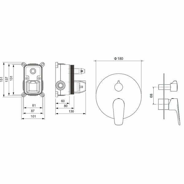 смеситель для душа aquatek бетта aq1146mb черный матовый
