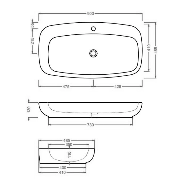 artceram dial раковина 90x48см., накладная, 1 отв., цвет: белый