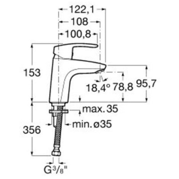смеситель для раковины с донным клапаном roca monodin-n 5a3098c00