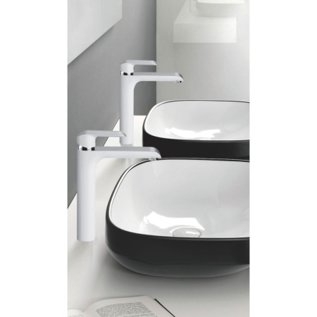 смеситель для раковины rose r21f r2111f цвет белый/хром
