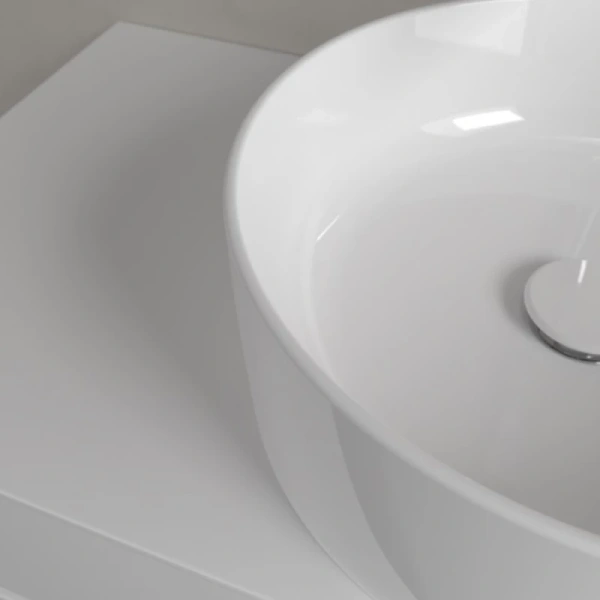 раковина villeroy & boch collaro 4a1840r1 накладная, ø40 см, альпийский белый с покрытием ceramicplus