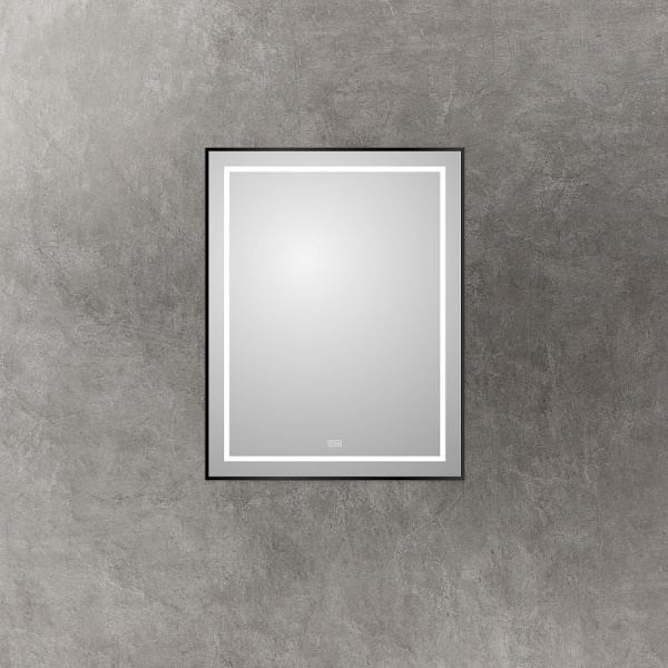зеркало belbagno kraft 70 spc-kraft-700-900-led-tch-warm-nero с подсветкой черное с сенсорным выключателем и подогревом