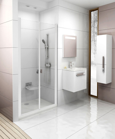 дверь для душевой кабины в нишу ravak chrome csdl2-90 0qv7c10lz1 transparent, профиль белый