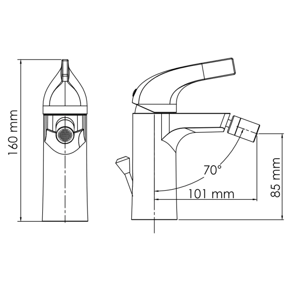 смеситель wasserkraft sauer 7100 7106 для биде, с донным клапаном, золотой