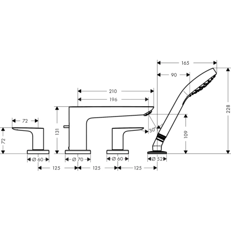 смеситель на борт ванны hansgrohe talis e 71748000