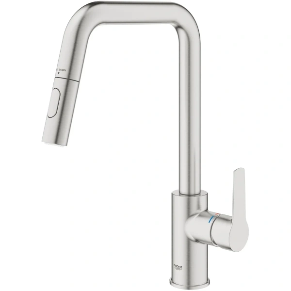 смеситель для кухни grohe start 30631dc0 с выдвижным изливом, суперсталь смеситель для кухни grohe start 30631dc0 с выдвижным изливом, суперсталь