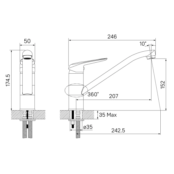 смеситель для кухни iddis male белый, матовый malwt00i05