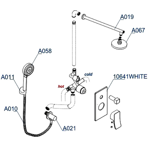 душевая система wasserkraft a16067white цвет белый | хром