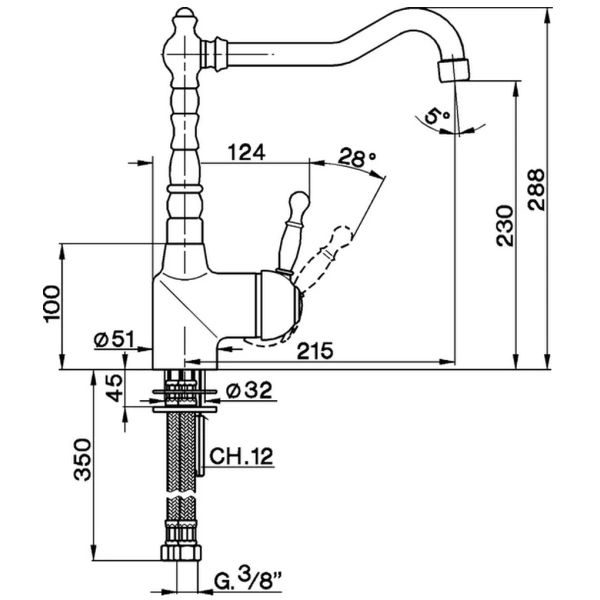 смеситель для кухни cisal arcana royal ay00253027
