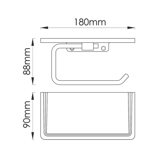 Держатель туалетной бумаги Wasserkraft Sauer 1625 матовое золото, с полкой для телефона