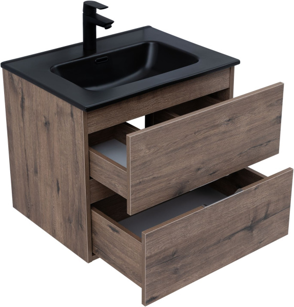 тумба под раковину aquanet алвита new 00334184 2 ящика, 60x45.7 см, дуб веллингтон табак
