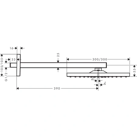 верхний душ hansgrohe raindance e 300 1jet 26238340