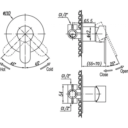 встраиваемый смеситель для душа cerazes laconico laconico-di-01 