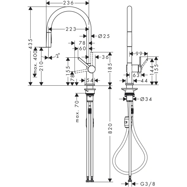 смеситель для кухни hansgrohe talis m54 72800340