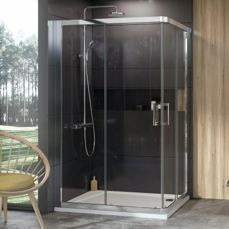 душевая дверь ravak 10° 10rv2k-80 1zj40c00z1 профиль хром стекло transparent