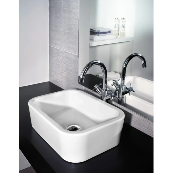 раковина bewash ontario 35481001 накладная, 49x34 см, без отверстия под смеситель, белая глянцевая