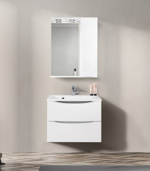 зеркальный шкаф belbagno marino-spc-600/750-1a-bl-p-r 60 с подсветкой bianco lucido